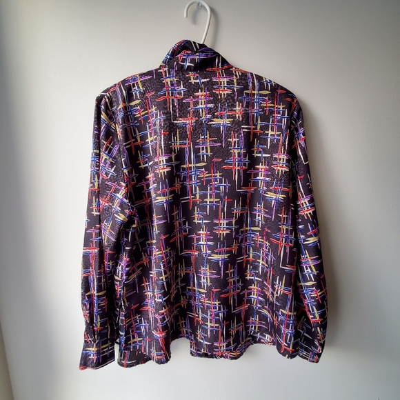 90s Vintage Satin Button Up Blouse - Picture 4 of 12